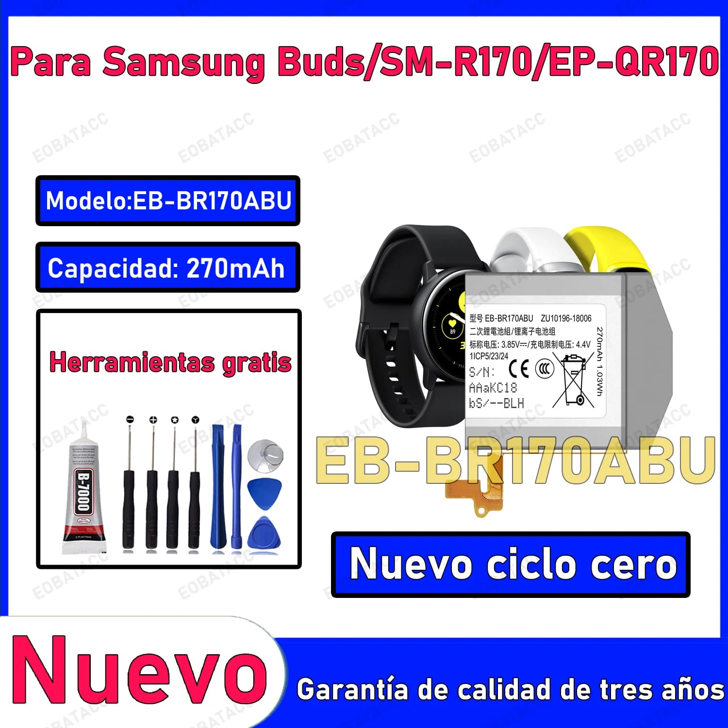 100% nuova batteria EB-BR170ABU a ciclo zero per SAMSUNG Buds/SM-R170/EP-QR170 Smart Watch Bateria + strumenti gratuiti