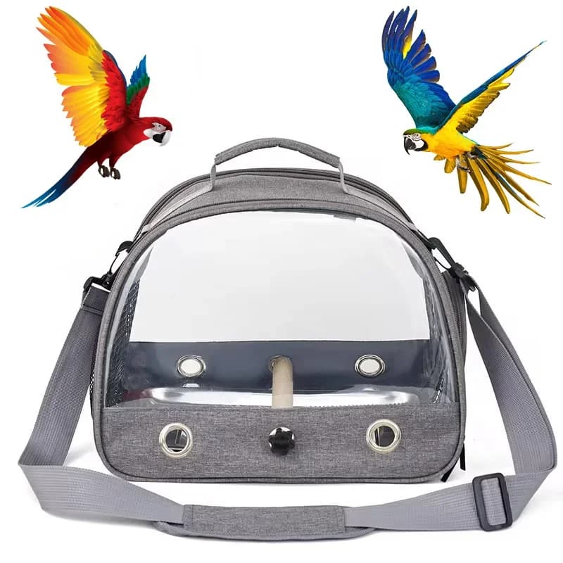 Gabbia per uccelli da viaggio portatile per trasporto di uccelli con vassoio in acciaio inossidabile Borsa per uccelli multifunzionale per pappagalli per piccoli animali domestici all'aperto