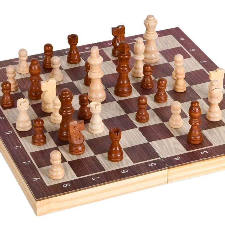 Boutique Set di scacchi internazionale pieghevole di fascia alta in legno di noce nero con pezzi in legno massello magnetico per giochi all'aperto