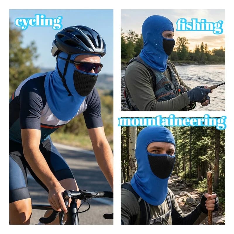 Fascia per la testa estiva da ciclismo all'aperto, antivento, protezione solare, maschera viso completa, protezione collo da moto per uomo, copricollo in seta ghiacciata