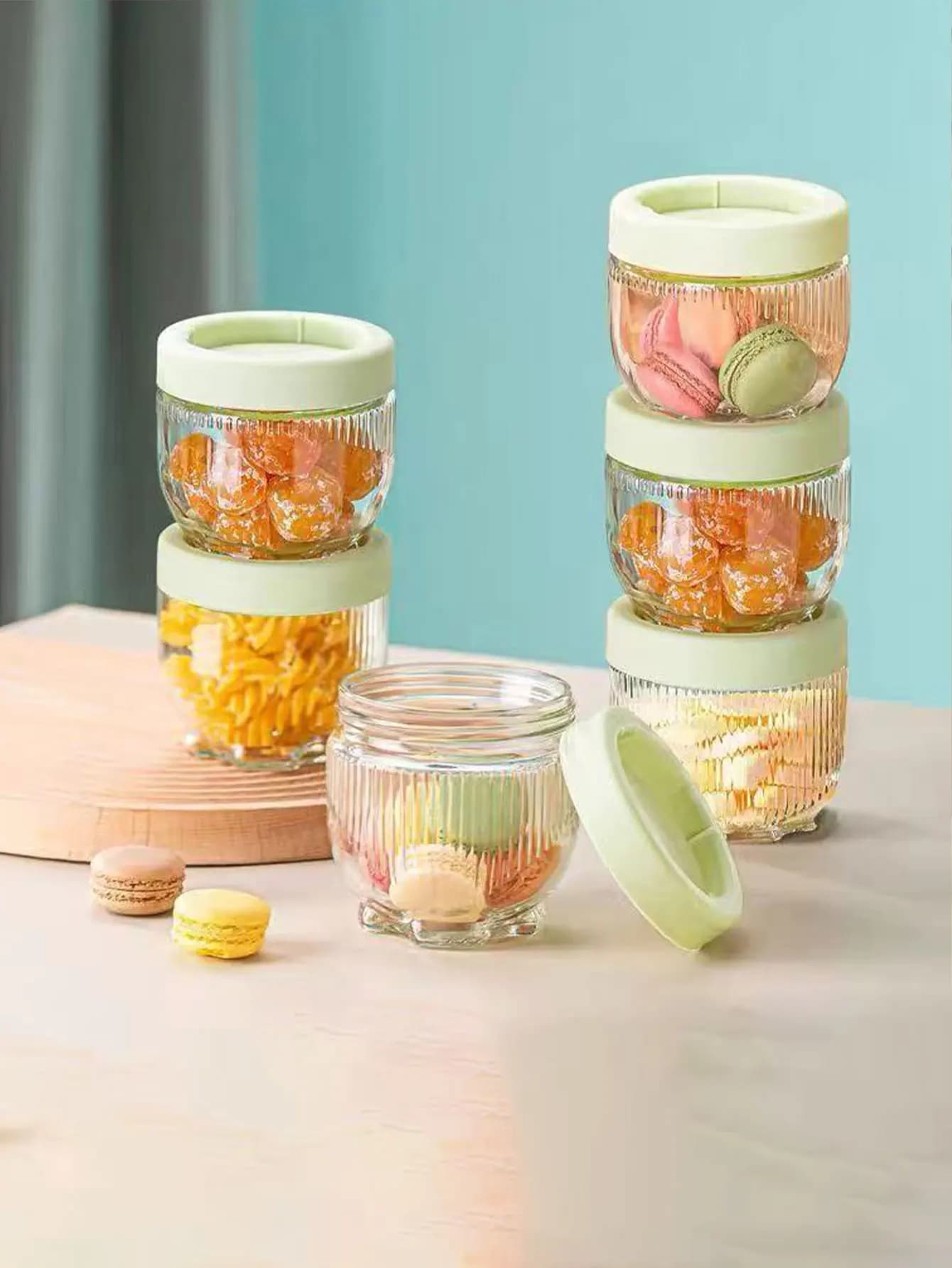 Barattolo in vetro a forma di zampa di gatto per cereali, frutta secca, barattolo per alimenti con coperchio, barattolo in vetro, 2 pezzi