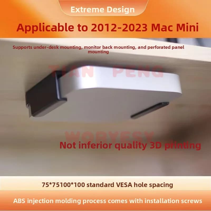 WYORESY custom fitted mount bracket for 2012-2023 Mac Mini under desk wall monitor back mount computer fixed support holder