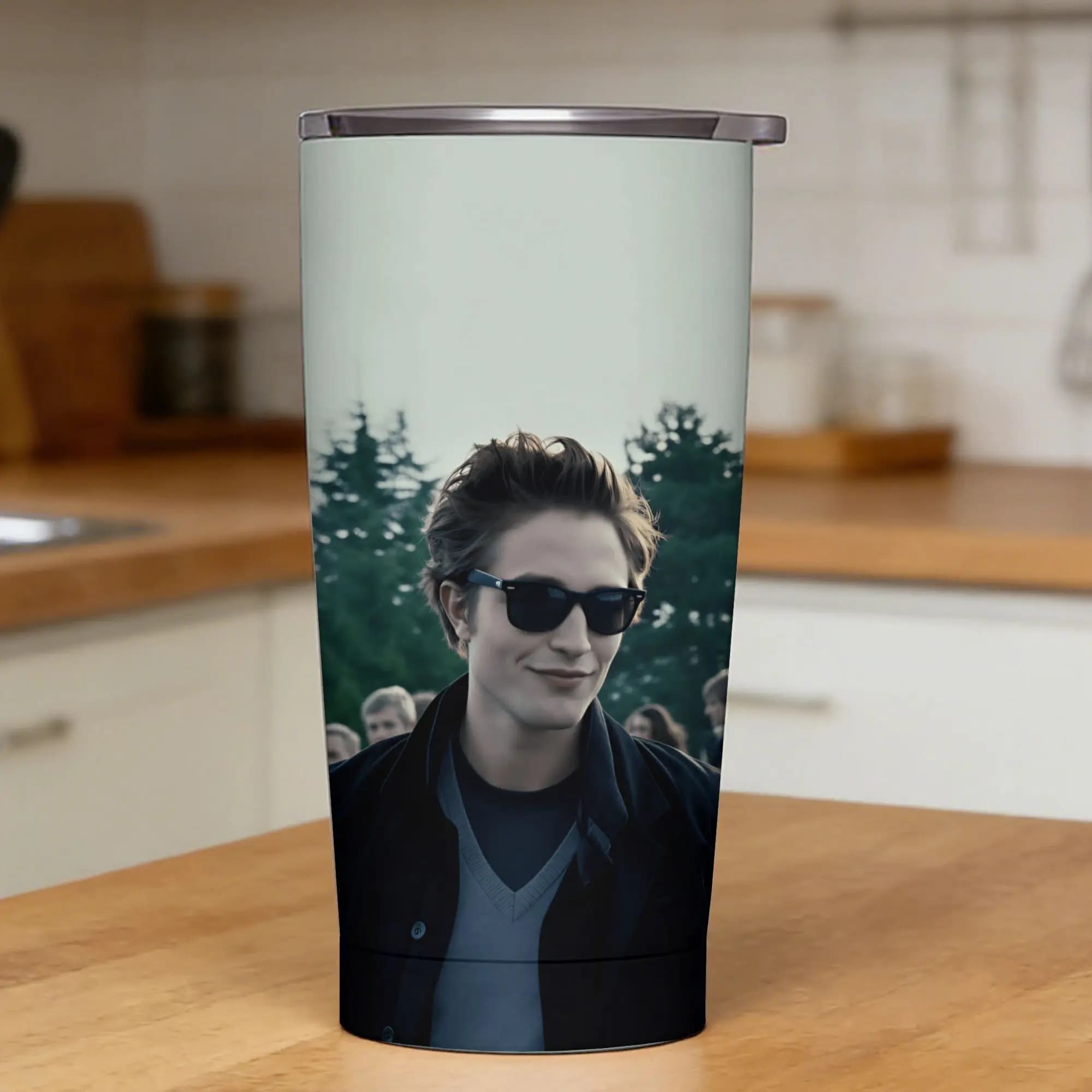Tazza Termica in Acciaio Inox Edward Cullen, Bicchiere da Viaggio per Auto con Isolamento Termico per Bevande Calde e Fredde