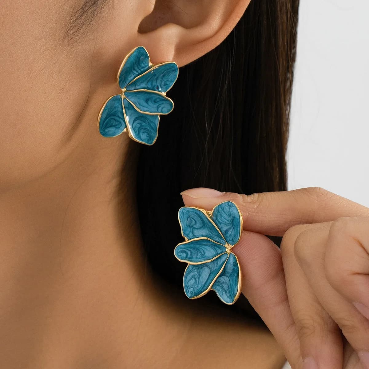 Orecchini Pendenti a Fiore in Metallo con Smalto Rosso, Gocce Gialle Blu Verdi, Orecchini a Fiore con Smalto a Goccia, Gioielli alla Moda da Donna, Regali