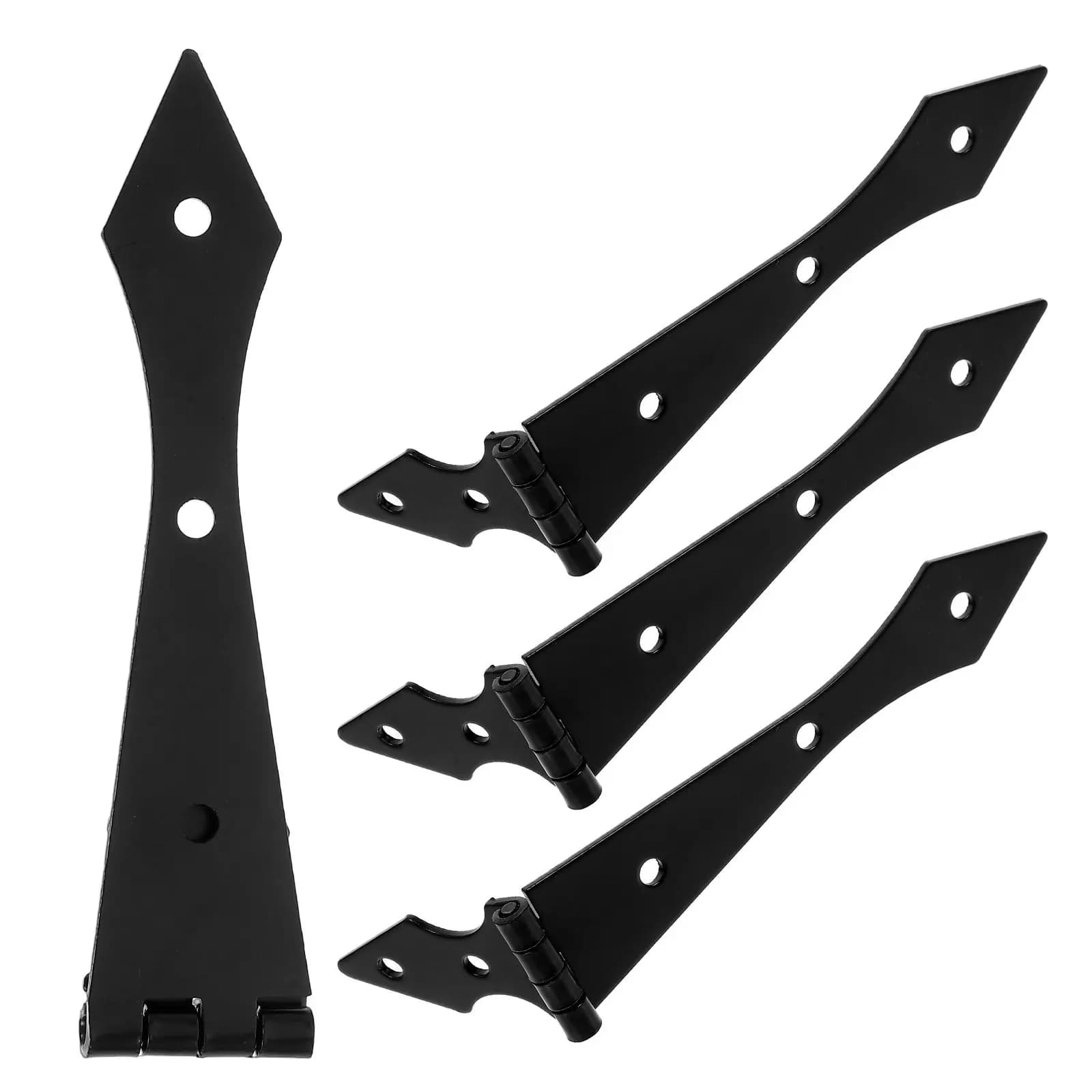 4 Pezzi Cerniere per Porte Scorrevoli in Metallo Nero Resistente, Stile Freccia Decorativo a Forma di T per Cancelli in Legno, Porte di Fattorie e Magazzini