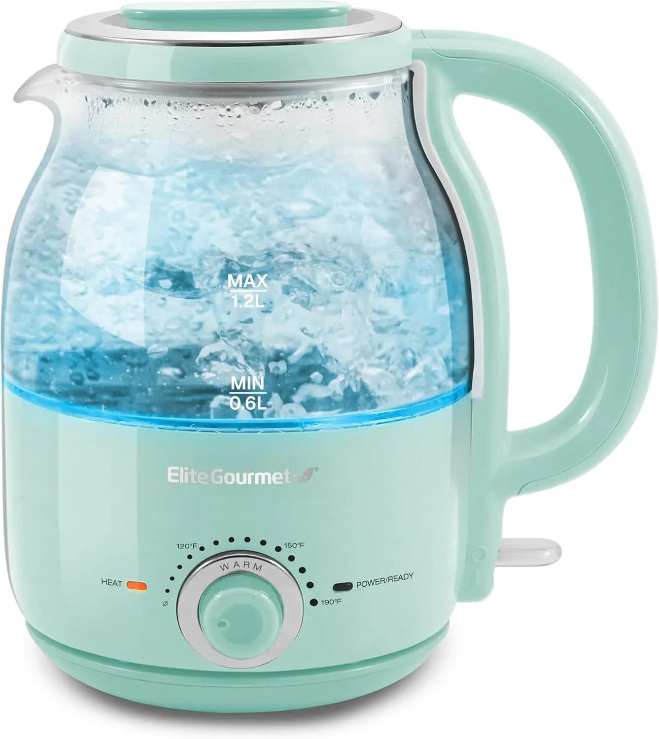 1.2 Liter Glass Electric Kettle, BPA-Free, 1200 W Quick Boiling, Temperature Control and Keeps Hot, Wireless Base, Automatic Shutdown