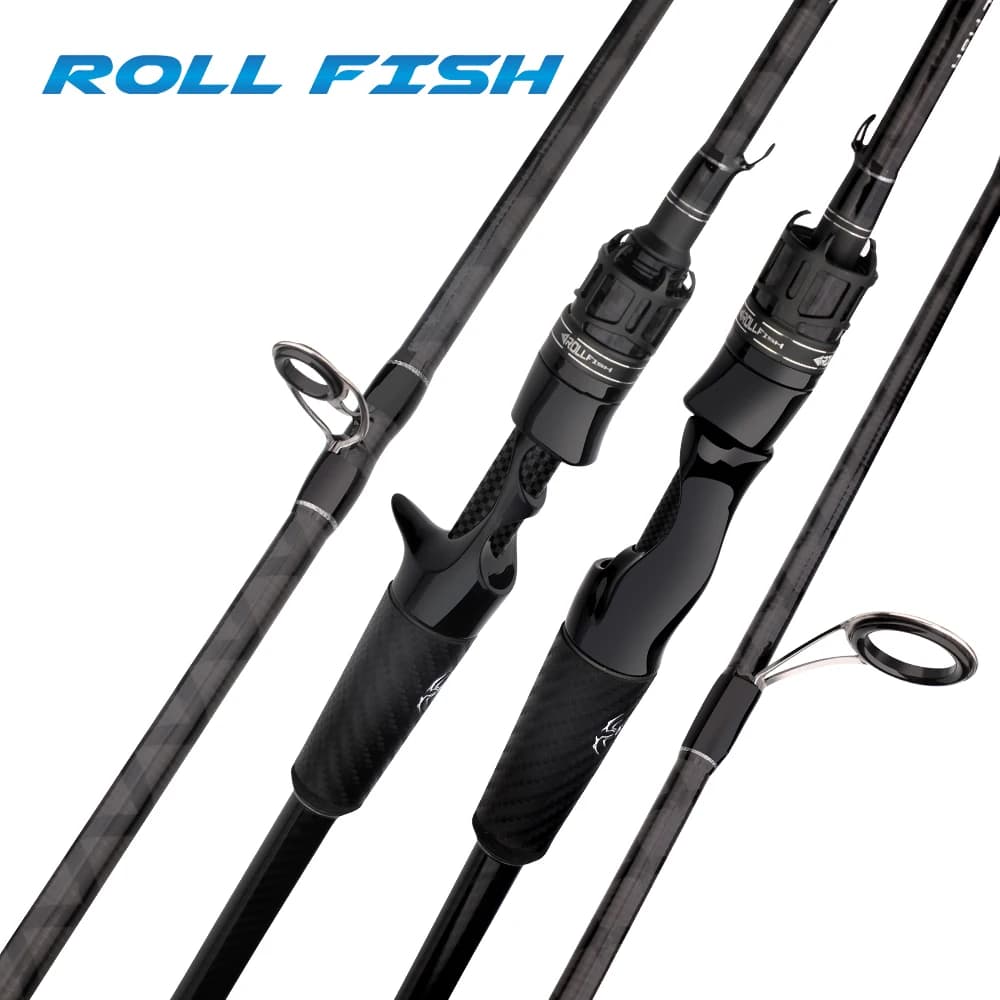 ROLLFISH Canna da pesca leggera in fibra di carbonio ad alta sensibilità per la pesca spigola d'acqua dolce e salata Baitcasting & Spinning