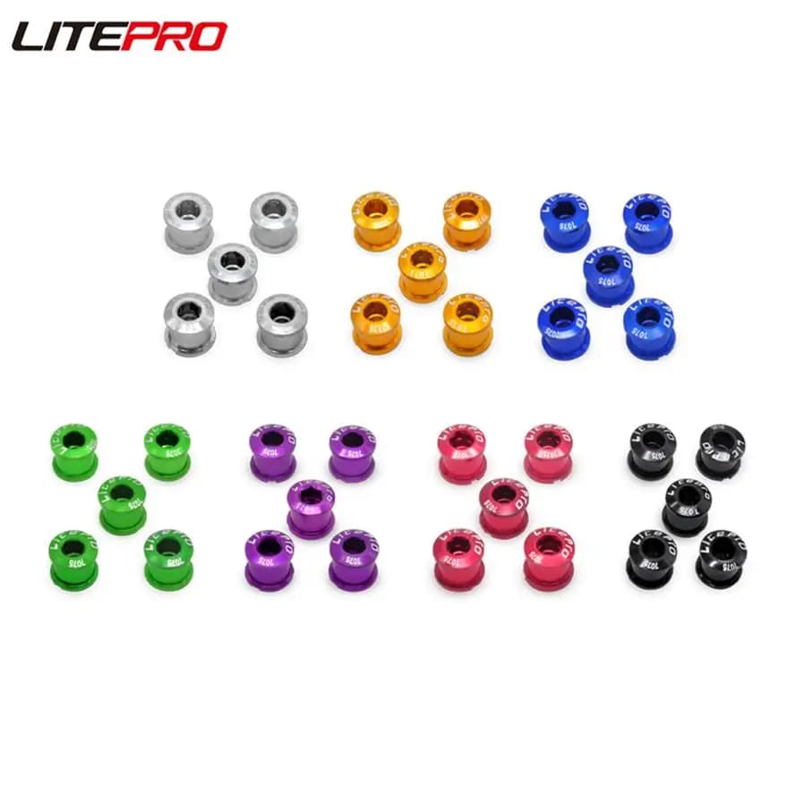 Litepro 5PCS Doppio Corona Viti MTB Mountain Pieghevole Bici Ruote Per Catena Bulloni Strada BMX Bicicletta Sporckets Dado