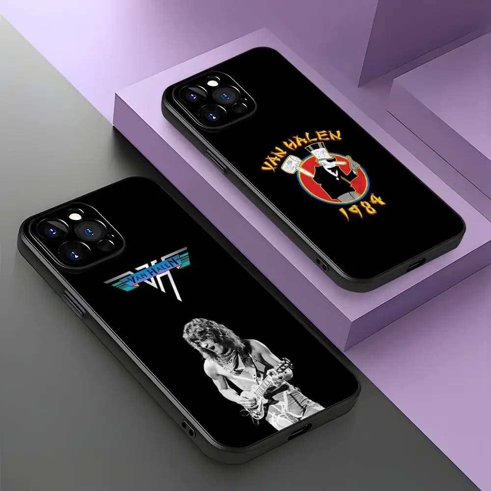 V-VanHalen Phone Case For iPhone 17 air 16 e 15 14 13 12 11 Plus Mini Pro Max Soft black Shockproof Cover