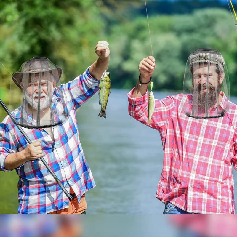 CQMF-Cappello da pesca solare con cappuccio per zanzariera, 12 pezzi, grigio - Attrezzatura protettiva per esterni per uomini e donne