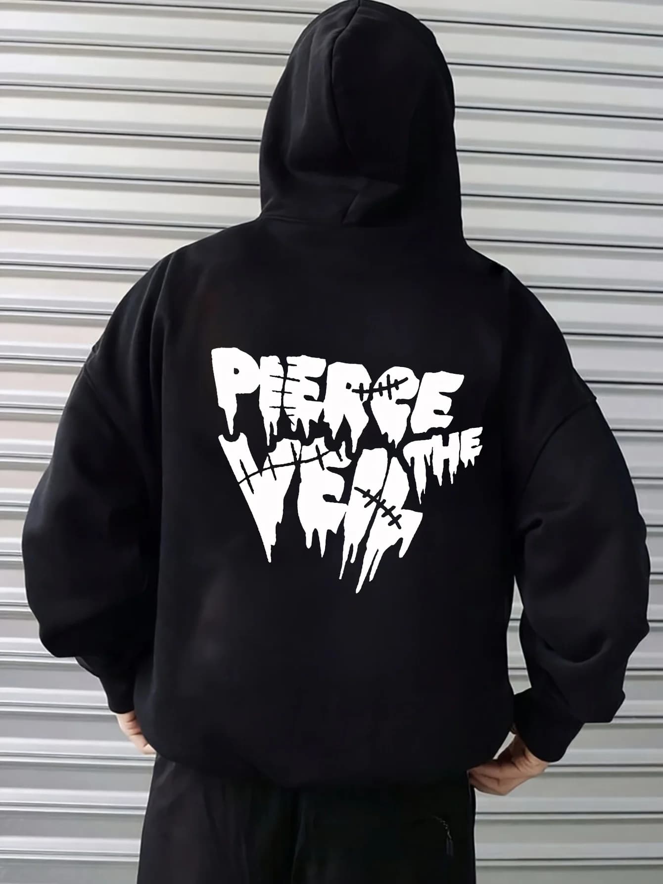 Felpa con cappuccio Pierce The Veil da uomo con logo della band oversize Pullover grafico Punk Rock Streetwear, motivi stampati sul retro, felpe con cappuccio da uomo