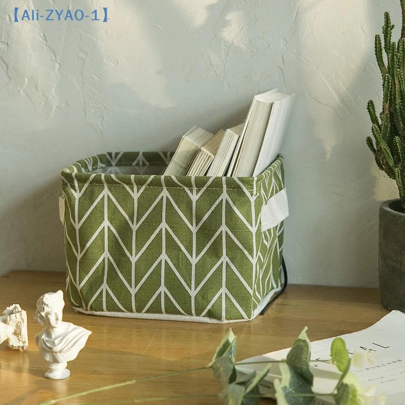 【ZYAO-1】1 Pezzo Cesto Portaoggetti da Scrivania in Tessuto di Cotone e Lino Impermeabile, Organizer per Cosmetici e Giocattoli, Borsa Porta Biancheria Intima