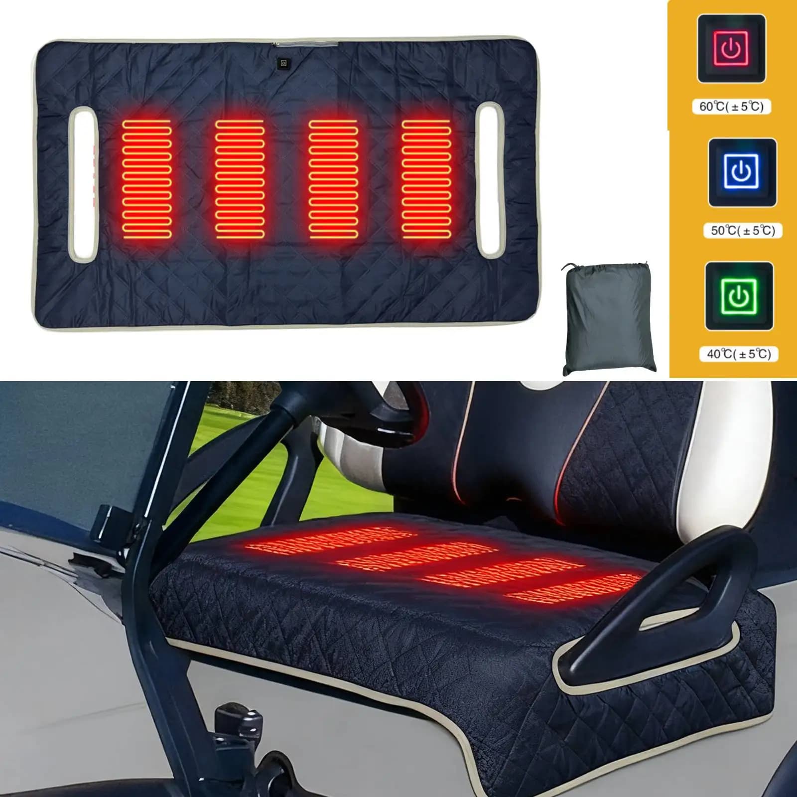 Coperta per sedile per carrello da golf Cuscino per sedile riscaldato impermeabile Carrello sportivo da viaggio Fodera per cuscino per sedile Regali da golf per uomini Amante del golf