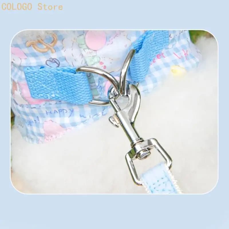Fabric Small Dog Walking Harnesses Set with Strap for Outdoor Daily Outings D0LD