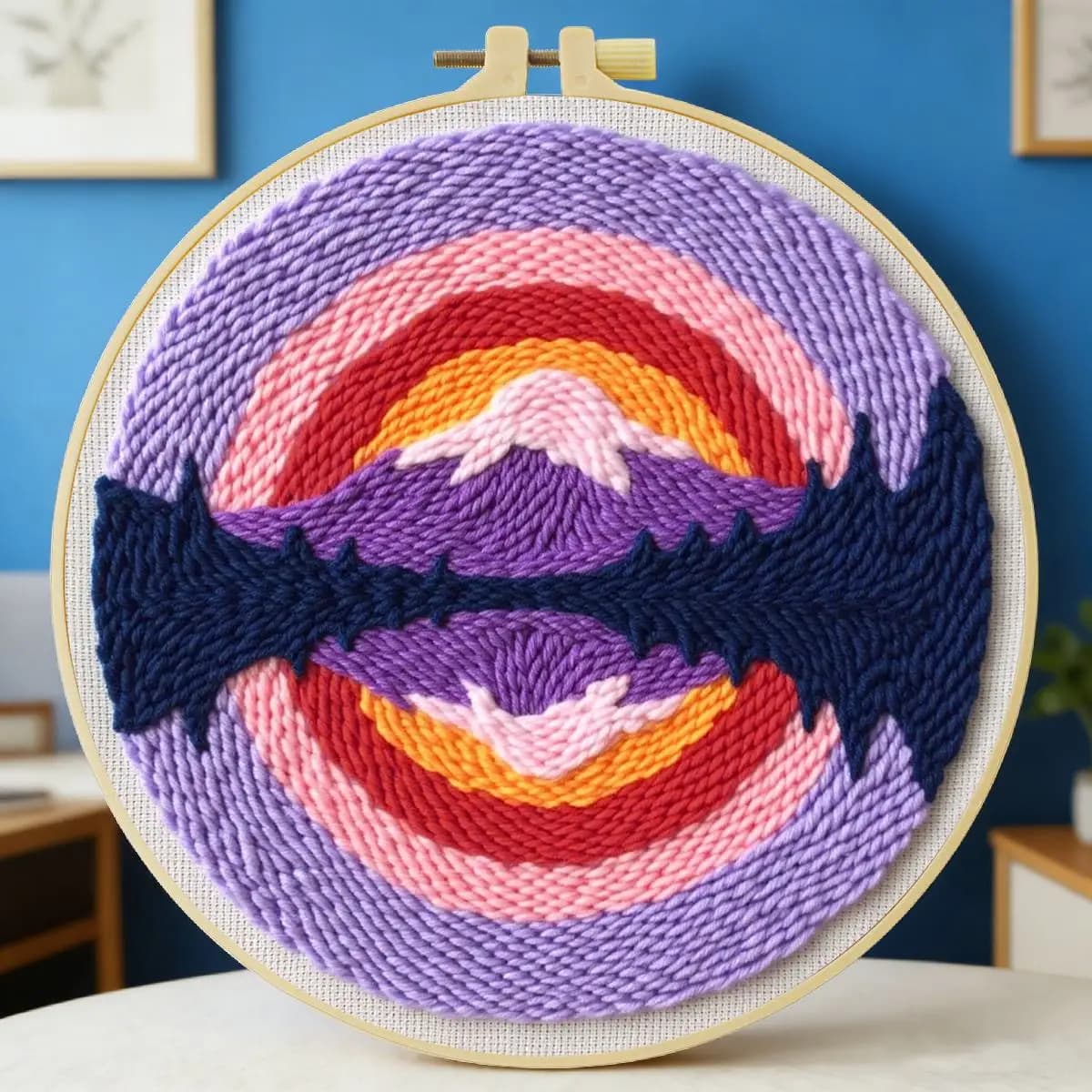 Kit per ricamo a punzone arcobaleno 20x20 cm/7,87 pollici, set per ricamo a punto uncinetto, ricamo fatto a mano, regalo fai da te, arte con l'ago
