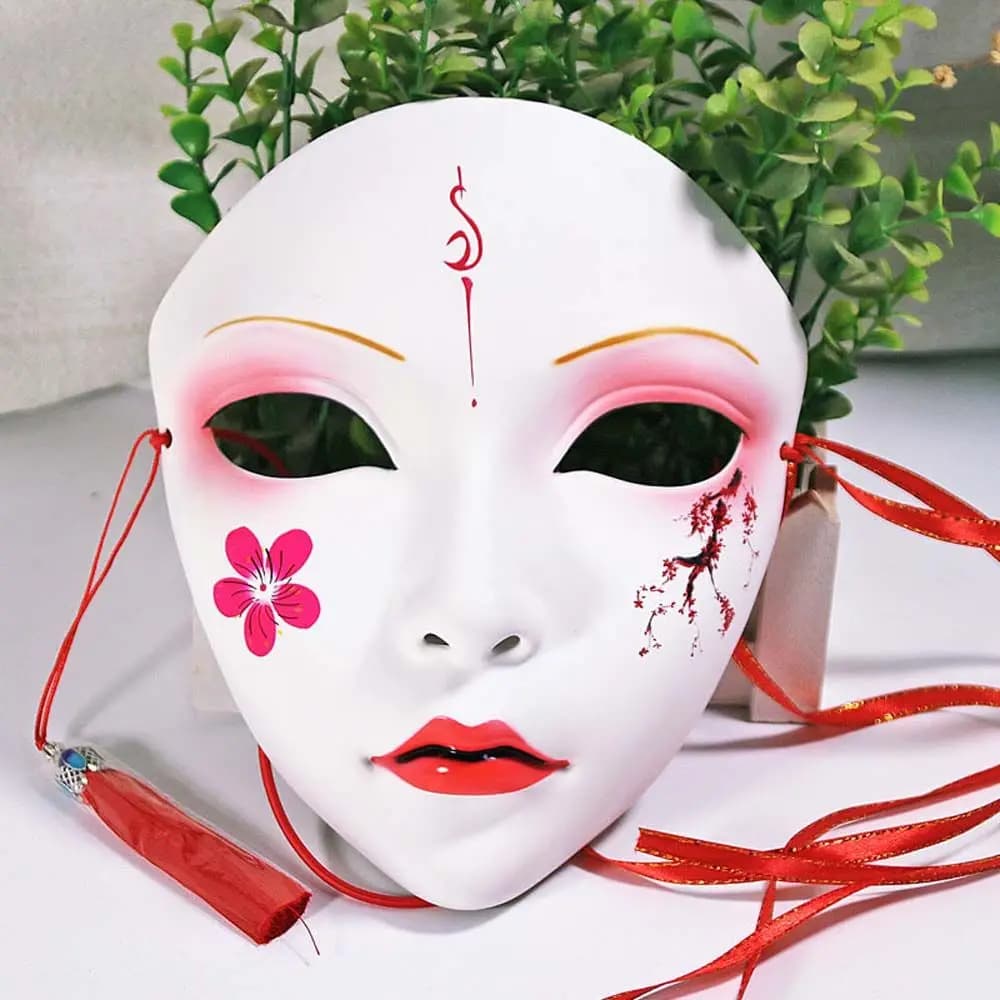 Maschera a Farfalla con Nappe e Campanelle per il Viso, Accessori Hanfu, Maschera per Feste, Maschera Integrale, Maschera per Cosplay di Halloween, Oggetti di Scena per Feste