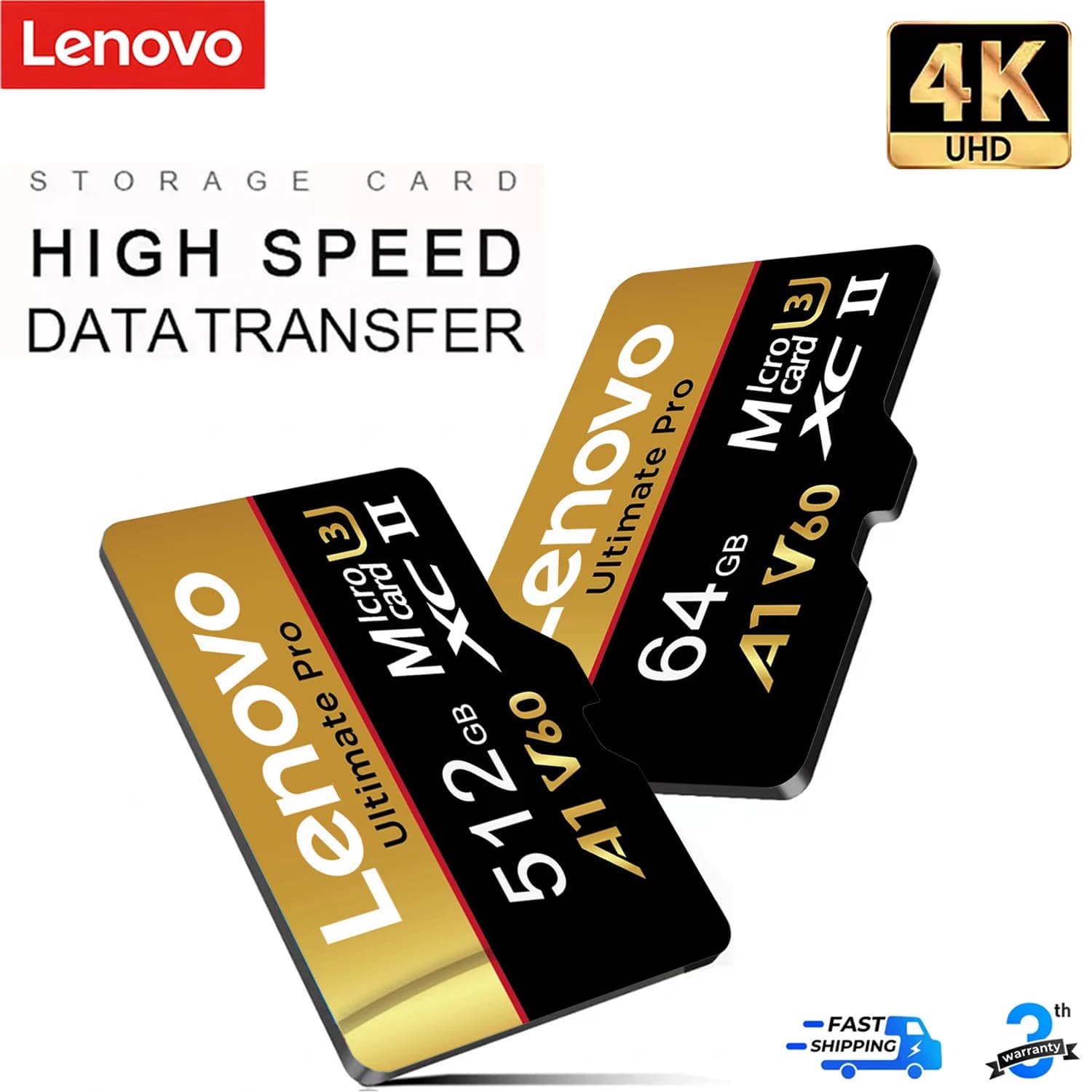 Lenovo High Speed Extreme Pro Micro SD Card 512GB 256GB 128GB U3 V60 SD Flash Memory Card For Phone DJI Drone GoPro Camera