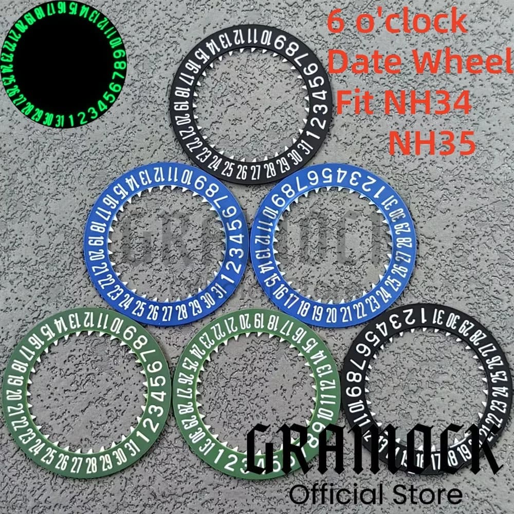 GRAMOCK Luminous Watch Disk Calendar NH34 NH35 6 Black Green Blue Wheel Date Measuring 4R34 NH35 Movement Modified Repair Tool