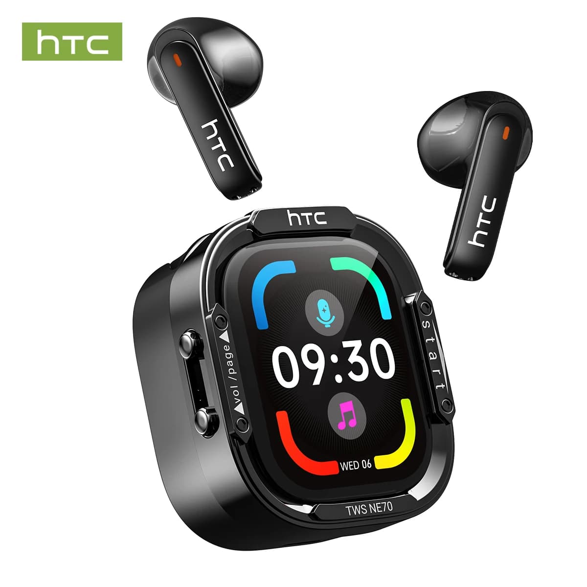 Cuffie Wireless Bluetooth HTC NE70 con Microfono, Traduttore AI, 30 Ore di Autonomia, Display LCD Full HD