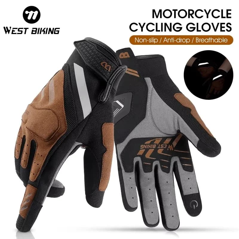 WEST BIKING Bike Gloves for Motorcycle Touch Screen Road Bike Gloves MTB Full Fins Man Woman Sportswear Wear Resistant Gym