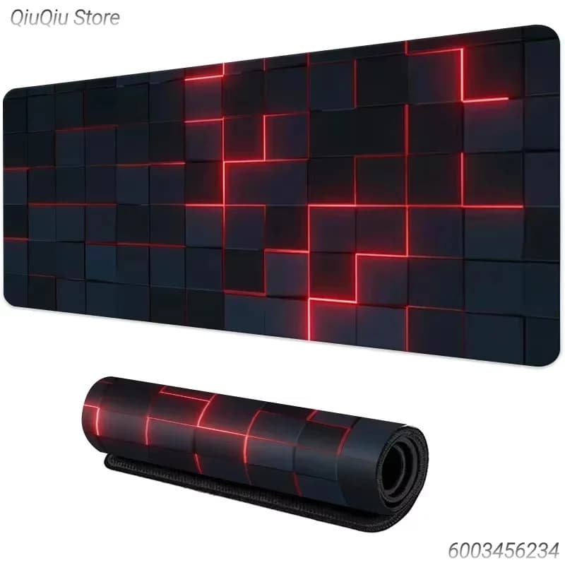 Neon Hexagon Gaming Desk Mat, Cool Sci‑Fi Geometric Print Large Mouse Pad Non‑Slip Rubber Base for Laptop Home Gamer Table Decor