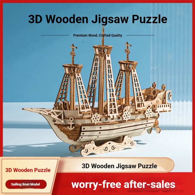 Giocattolo Educativo Puzzle 3D in Legno — Nave Olandese, Modello di Barca a Vela Fai-da-Te per l'Educazione Scientifica dei Bambini