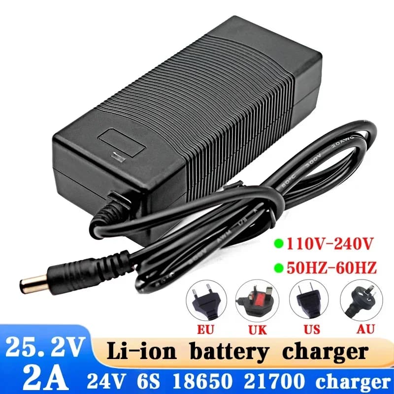 25.2V 6S 2A 25.2V 2A DC5.5 * 2.1mm adattatore di alimentazione AC DC universale caricabatterie da parete per pacco batteria al litio spina EU/AU/US/UK