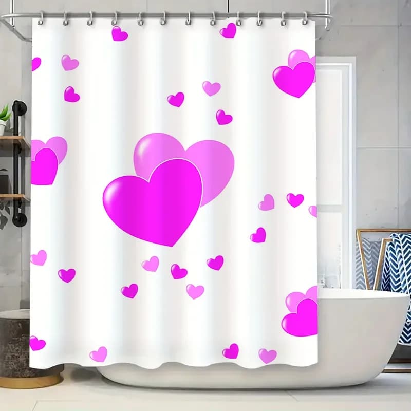 Deliziosa tenda da doccia con cuori rosa, decorazione da bagno romantica per la decorazione domestica