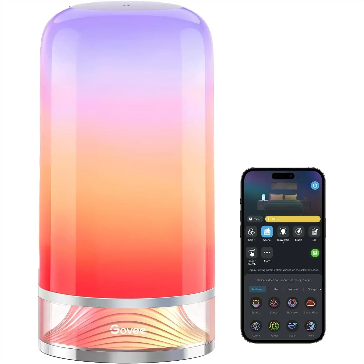 RGBIC Smart Table Lamp 2 with Matter, Touch Control, 64 Scene Modes, Nightstand Lamp for Bedroom Living Room