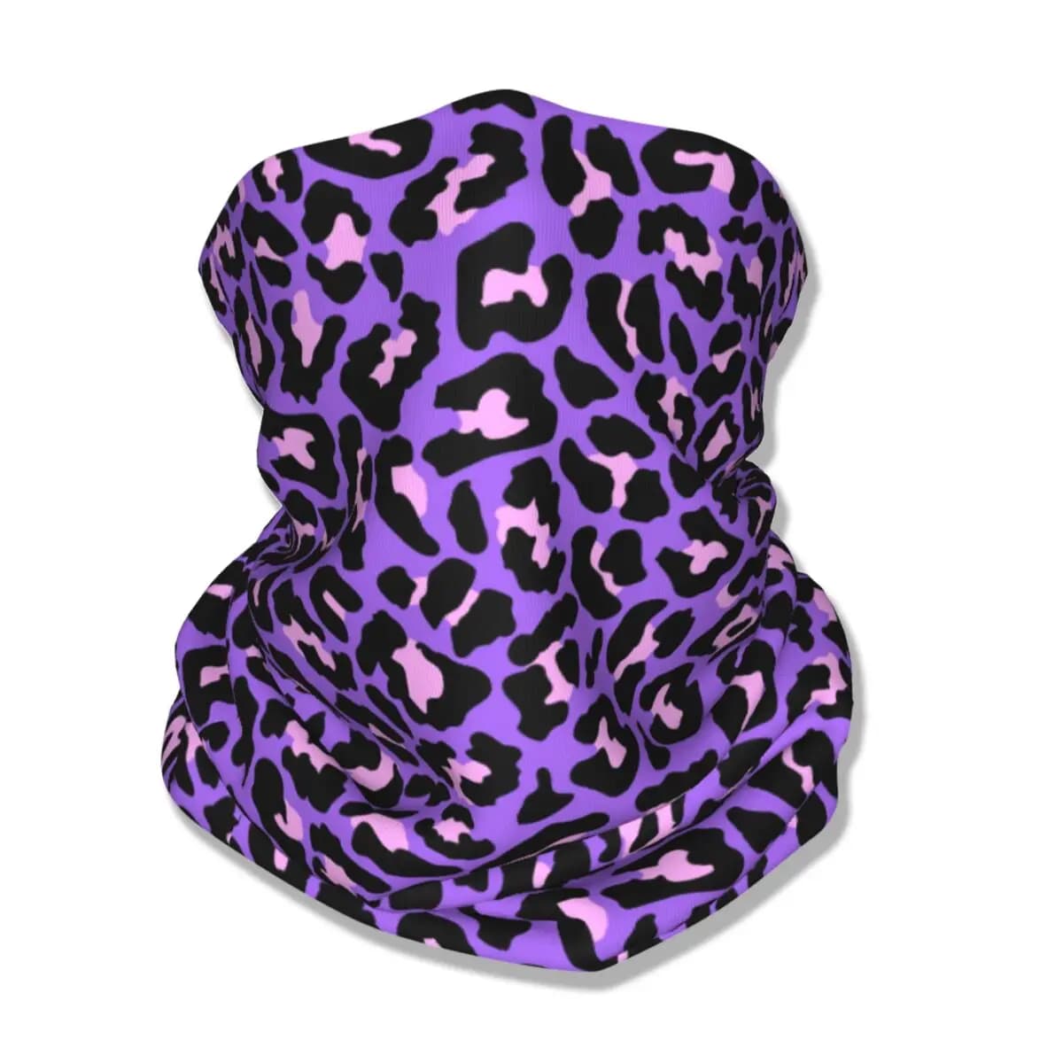 Neon Viola Rosa Stampa leopardata Bandana Copri collo Stampato Animali esotici Maschera Sciarpa Maschera multifunzionale Equitazione per adulti