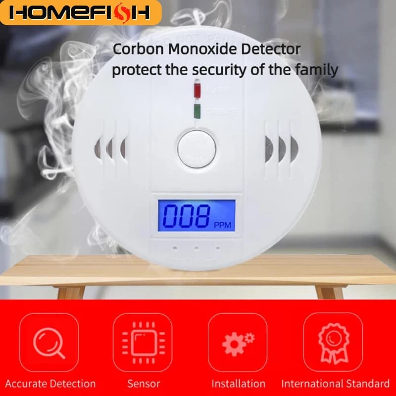 Rilevatore di Monossido di Carbonio Indipendente, Allarme CO 85dB ad Alta Sensibilità con Display LCD Fotoelettrico per Casa e Hotel