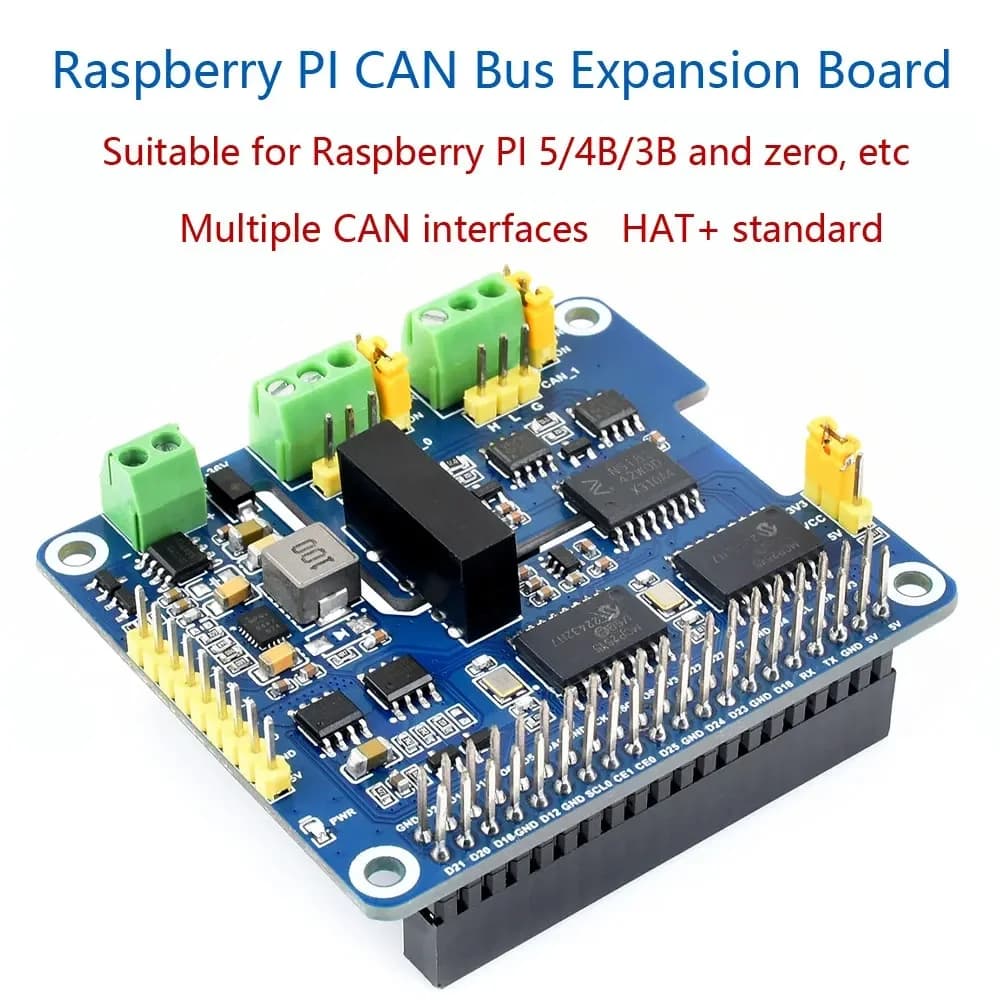 Raspberry Pi 2-Channel Isolated CAN Bus Expansion Solution Built-In Multi Protections HAT Dual Chips For Raspberry Pi 5/4B/3B