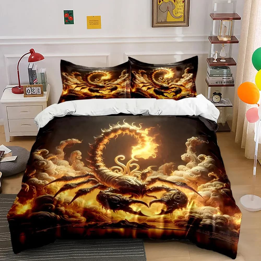 "Fiery Scorpion Art Decor Set" Soft Comfortable Duvet Cover Bedding Set Included 1*Duvet Cover & 2*Pillowcases, gift