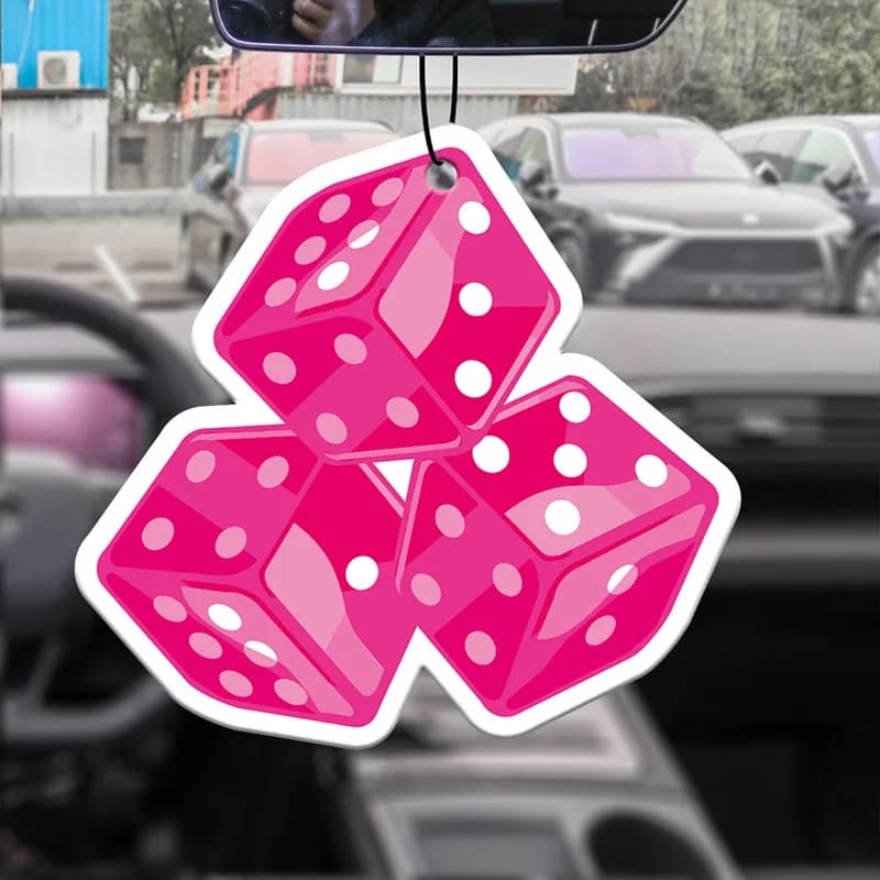 Auto aromatherapy perfume deodorant for environments animation Japanese cartoon mirror retrovisore pendant fragrance wc air intake pink dice