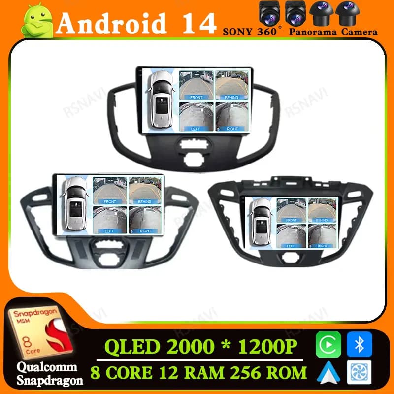 Autoradio Android 14 per Ford Tourneo Custom 1 Stereo GPS 4G LTE 2 DIN BT DVD Wireless Carplay Auto Multimedia DSP 5G WIFI Video