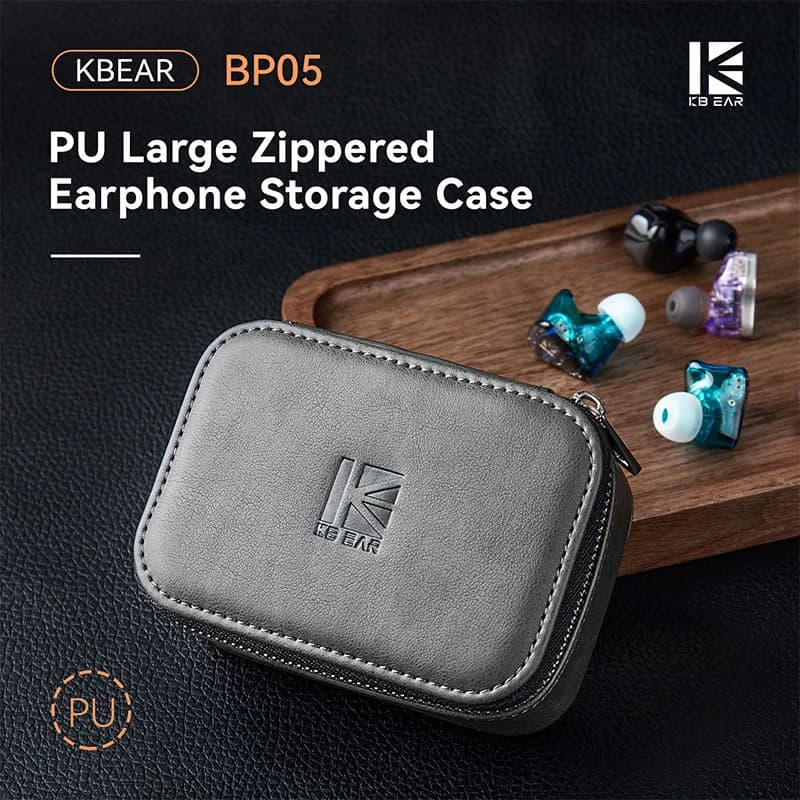 KBEAR BP05 Custodia per auricolari grande con cerniera in PU Custodia per trasporto auricolari antiurto resistente agli urti per accessori per cuffie