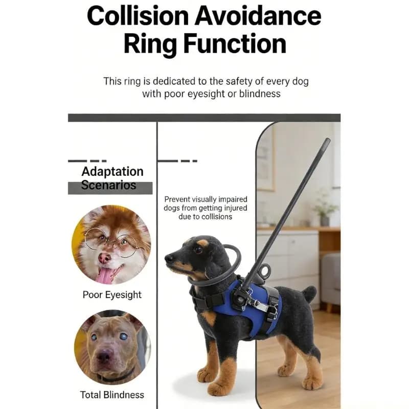QX2E Eye Impaired Pet Safety Collar Leash Guard Harness Comfortable Adjustable