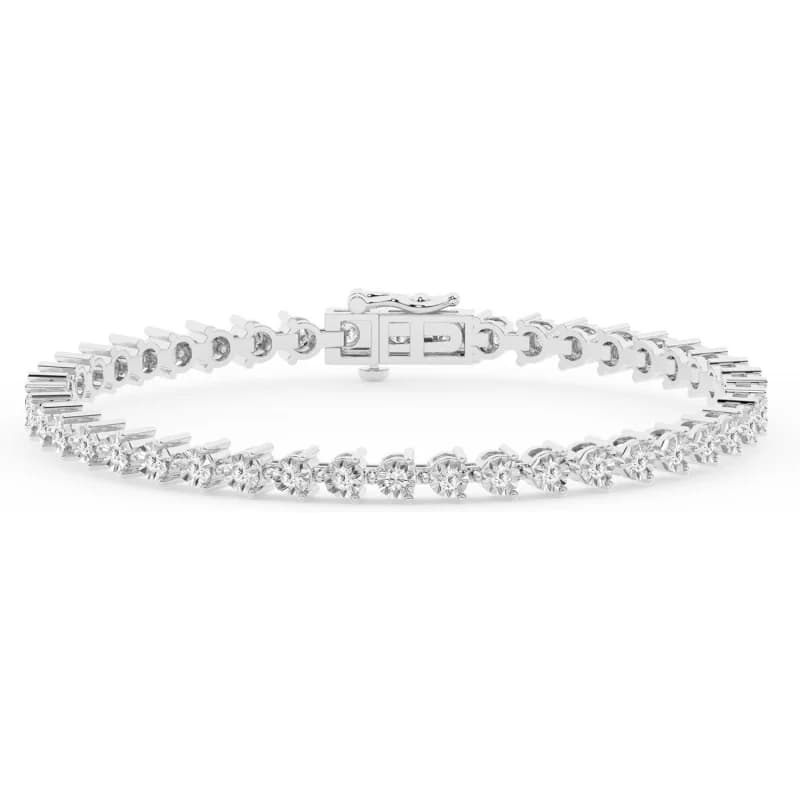 Bracciale Tennis Belacqua con Diamanti Sintetici Rotondi da 2 Carati in Argento Sterling, Lunghezza 7 Pollici, Modello Martini, Colore J-K, Purezza I1-I2