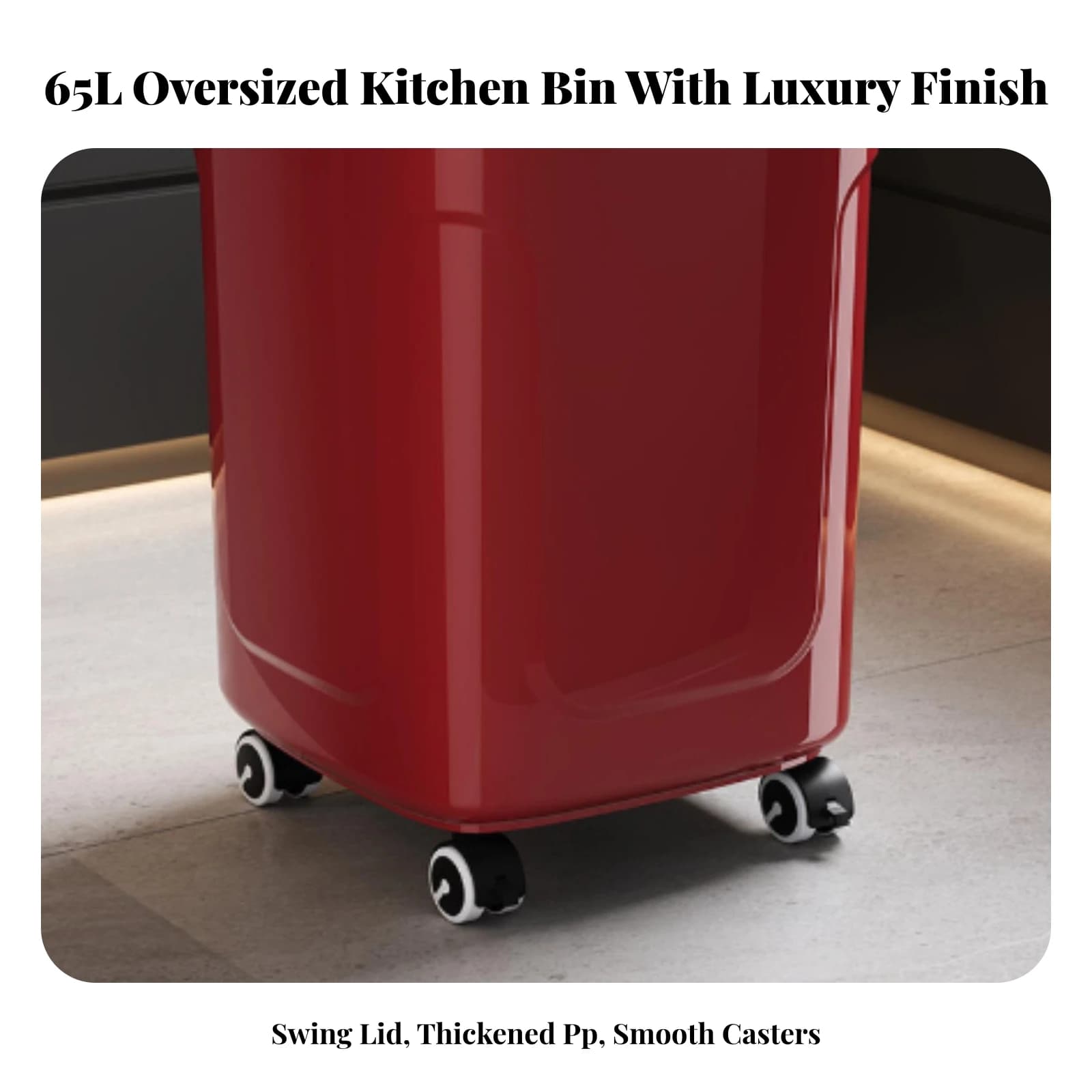Trash Can with Lid Robust Wheeled Trash Can Garbage Bin with Wheels Indoor Wheeled Waste Bin Ergonomic for Busy Families