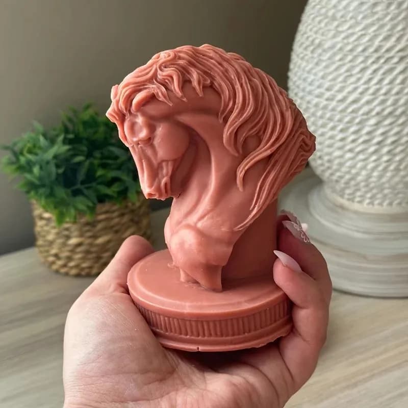 Top Quality DIY Animal Plaster Resin Ornaments Mould Home Decoration Craft Making Molds 3D Horse Head Aroma Candle Silicone Mold