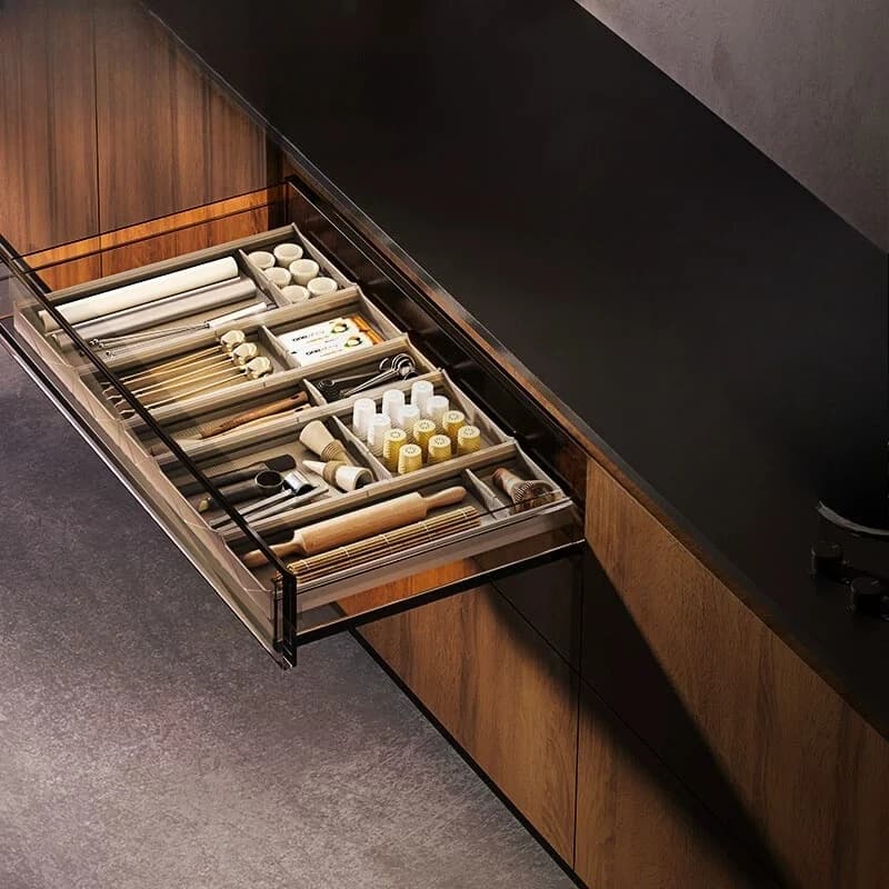 Organizzatore per cassetti da cucina LMM, porta posate integrato per coltelli, forchette e bacchette