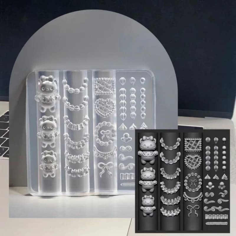 1pz Stampo per Unghie in Acrilico 3D a Forma di Gatto KT, Decorazioni per Unghie, Piastre in Silicone per Stamping Unghie Fai da Te