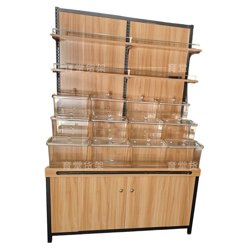 Scaffali per snack da supermercato, frutta secca, caramelle, cereali, biscotti, vetrine, snack, espositori multistrato, c