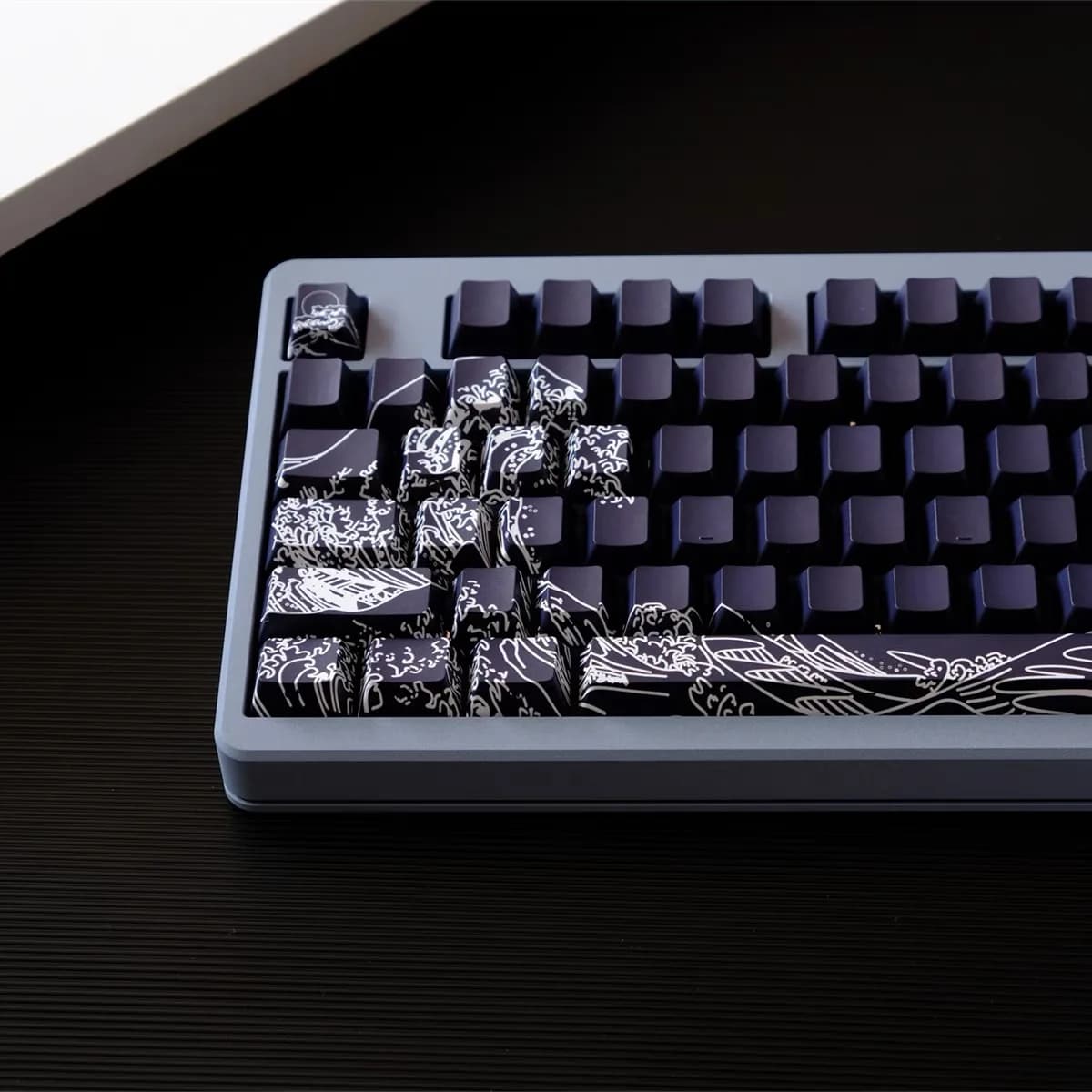 136 Kanagawa keycap translucent with Cherry Profile side engraving sublimation for mechanical keyboard headers