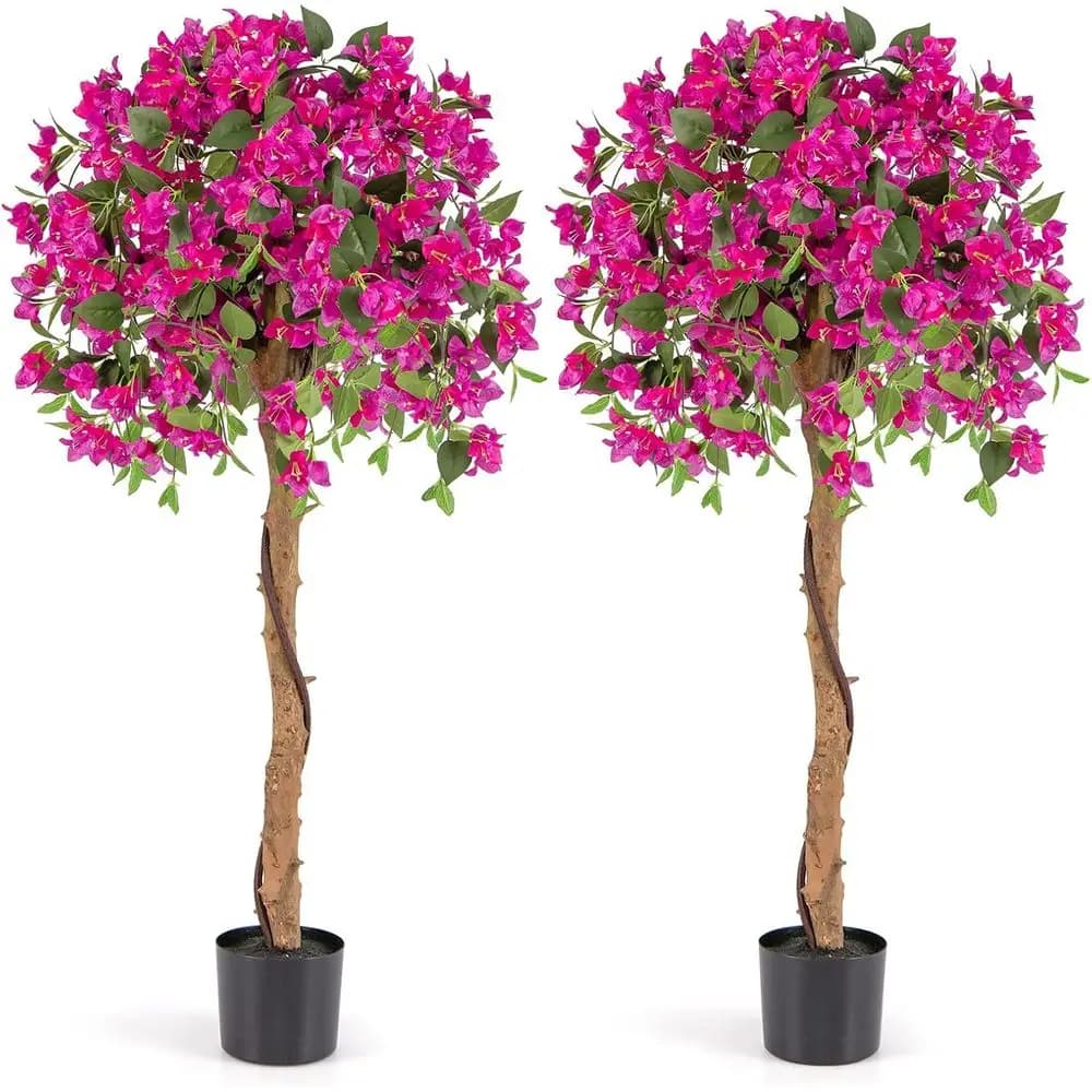 Set di 2 Alberi Artificiali in Seta con 576 Fiori e 288 Foglie, Pianta Alta da Interno ed Esterno per Decorazione Casa