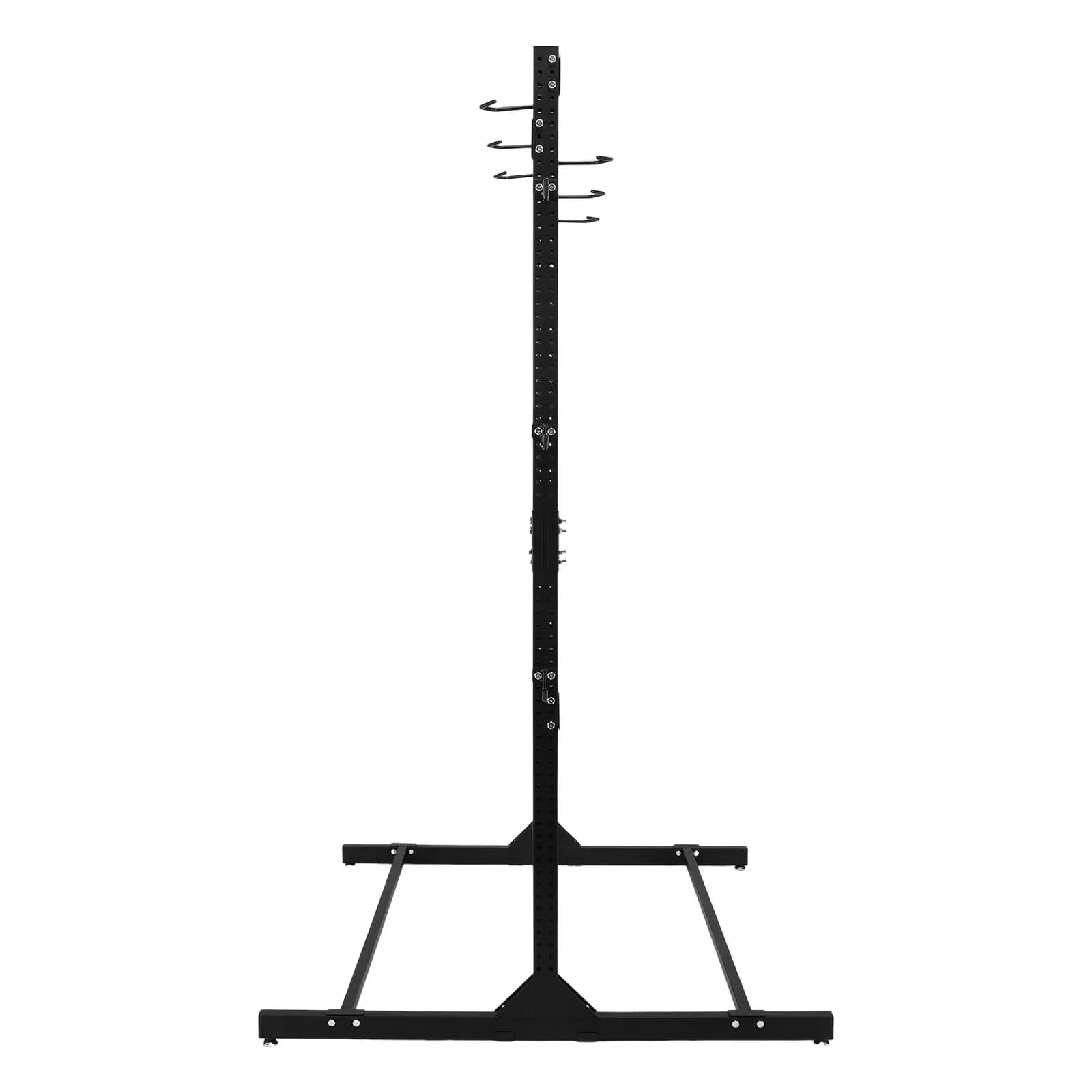 Floor bicycle stand with adjustable hooks, vertical organizer for bicycles, contains up to 6 bicycles and 6 helmets, for home and garage