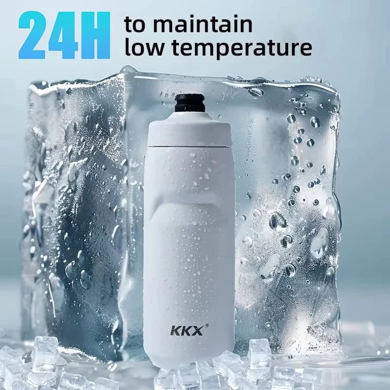 KKX Borraccia da ciclismo isolata calda a 6 strati 550ML Portatile MTB Bici da strada Accessori per bottiglie da bicicletta in acciaio inossidabile sottovuoto