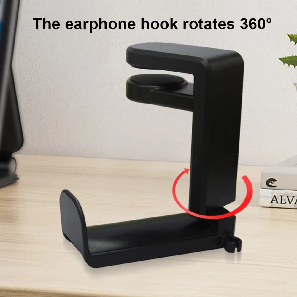 Supporto per cuffie da scrivania con girevole a 360 gradi e organizer per clip per cavi Supporto per cuffie da gioco per PC Gancio per cuffie per PC desktop