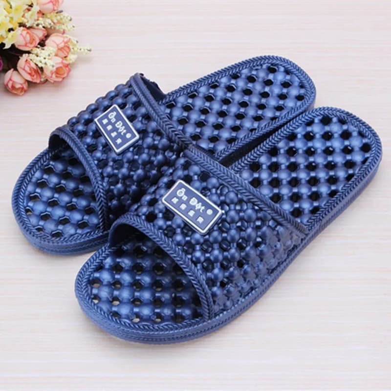 WENU Slip-On Sandals Home Indoor Anti-Slip Breathable Comfortable round Toe Unisex Lightweight Clog Style PVC Bottom Slippers