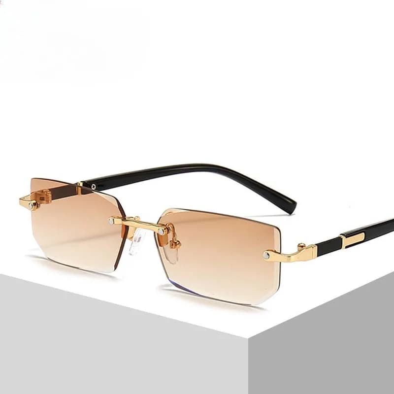 Retro Sunglasses Men Brand Designer Fashion Rimless Sun Glasses Shades Cutting Lens Ladies Eyeglasses UV400 Gafas De Sol